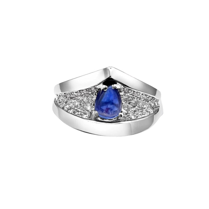 Cooper Jewelers 0.55 Carat Pear Shape Sapphire And Diamond