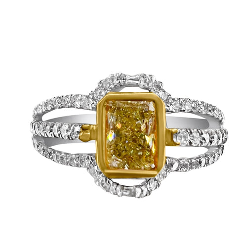 Cooper Jewelers 0.71 Carat Fancy Yellow Radiant Cut Diamond
