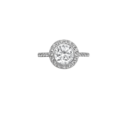 Cooper Jewelers 0.85 Carat GIA Round Halo Bezel Set Diamond