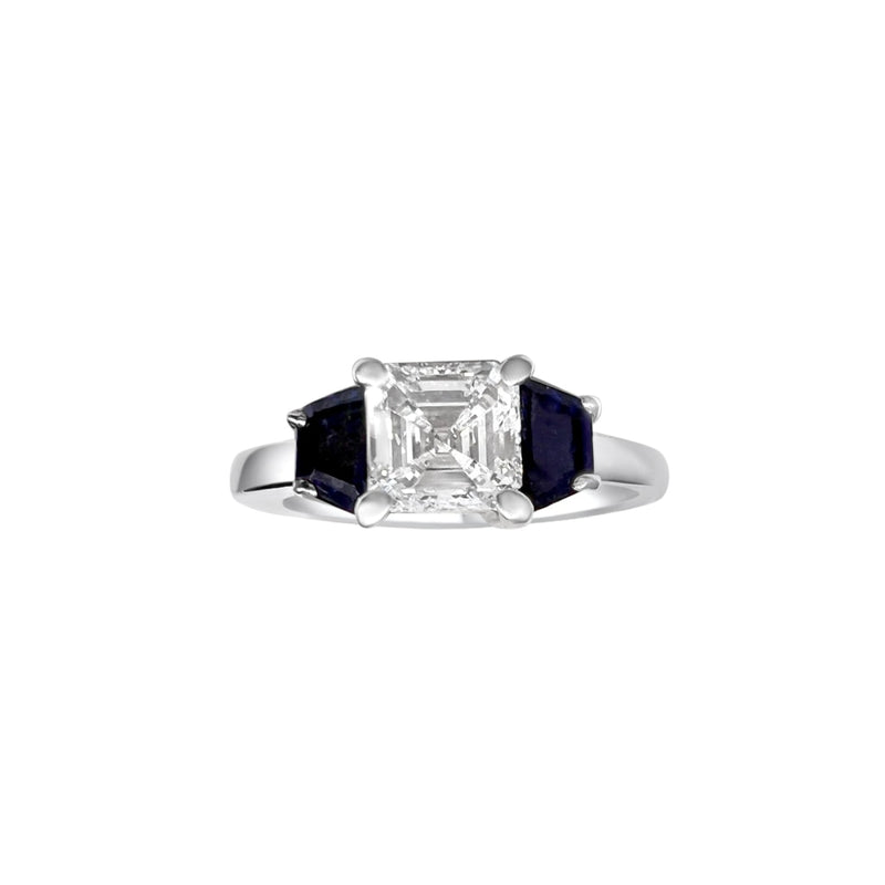 Asscher Cut Sapphire Ring with Baguettes | LUO