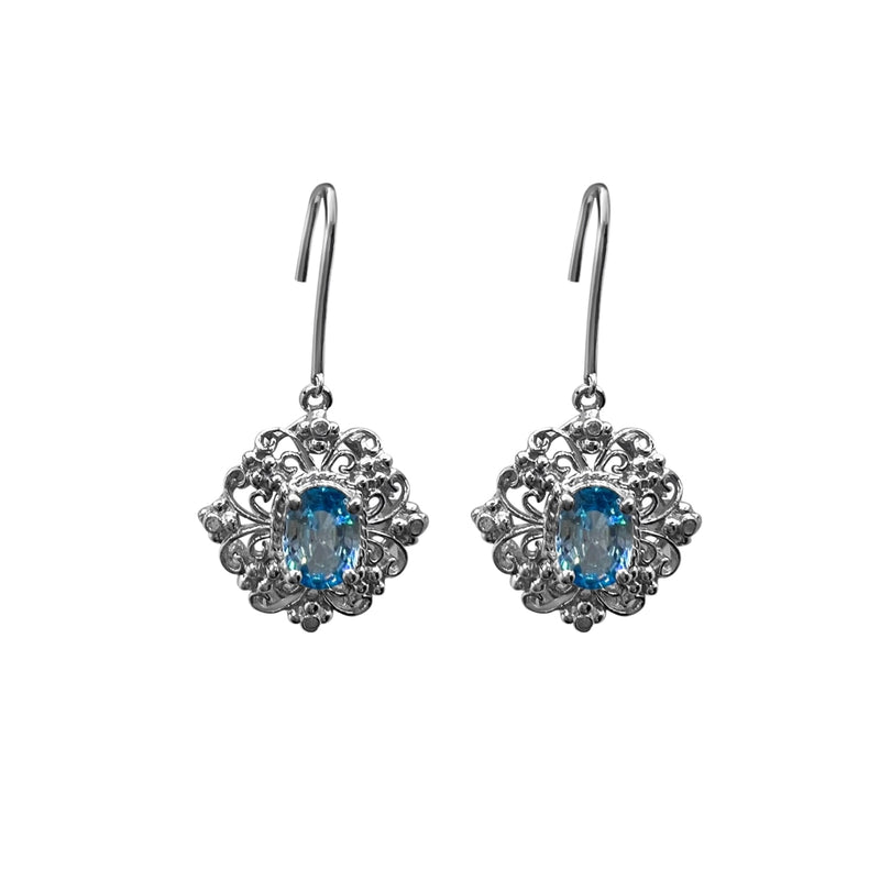 Cooper Jewelers 10kt White Gold Blue Topaz Dangles Earring-