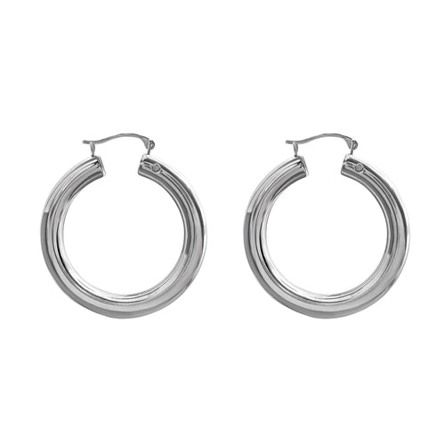 Cooper Jewelers 14kt White Gold Hoop Earring- E383 Earrings