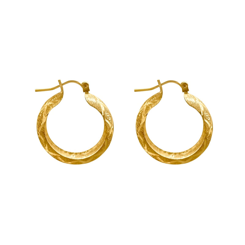 Cooper Jewelers 14kt Yellow Gold Diamond Cut Hoop Earring-