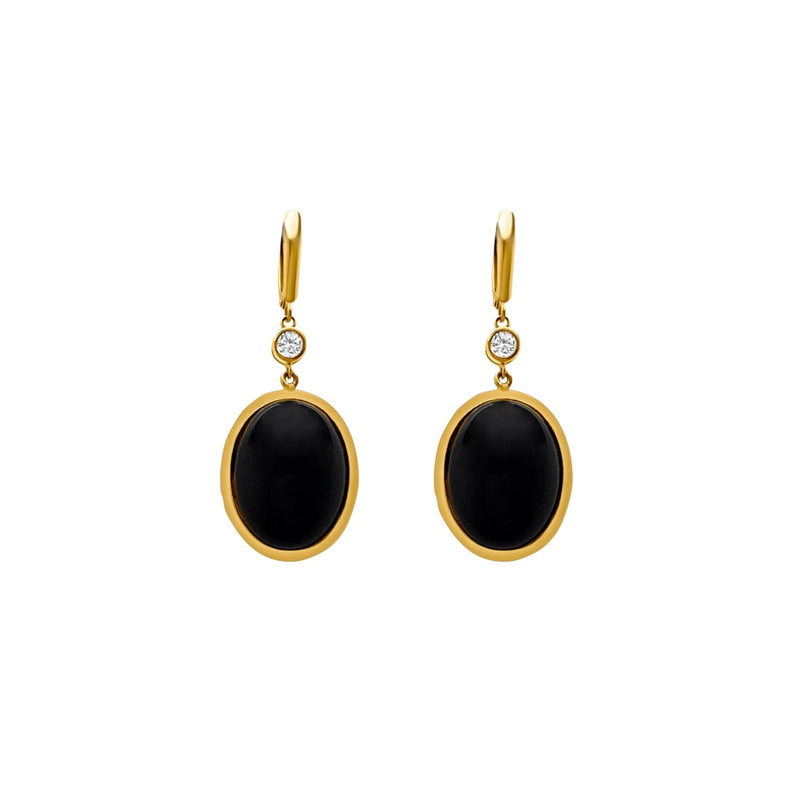 Cooper Jewelers 14KT Yellow Gold Onyx Leverback Dangles