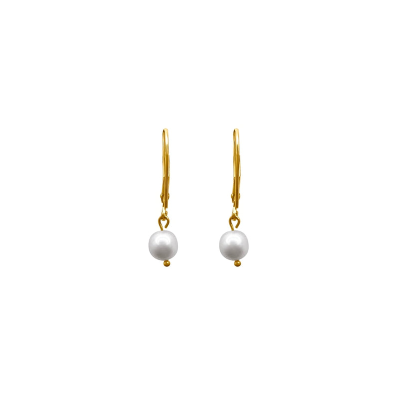 Cooper Jewelers 14kt Yellow Gold Pearl Leverback Earring-