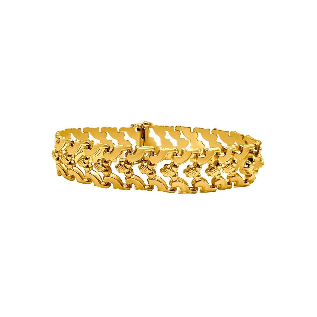 Fancy Link Cuff Bangle Bracelet 14K Yellow Gold | Jared