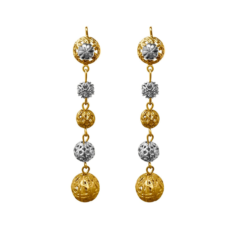 Cooper Jewelers 18kt Yellow And White Ball Dangles Earring-