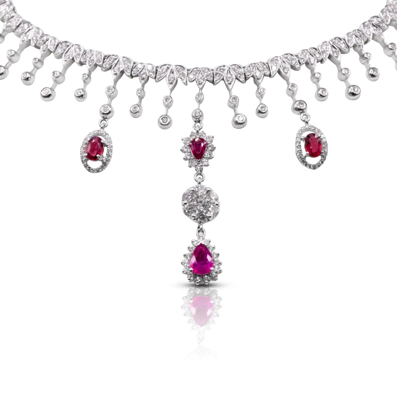 Cooper Jewelers 2.20 Carat Red Ruby & Diamonds Necklace