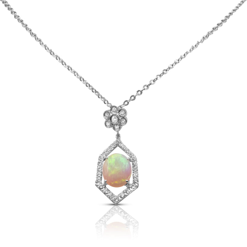 Cooper Jewelers 3.00 Carat Opal And Diamonds Necklace