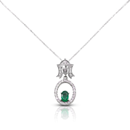 Cooper Jewelers.60 Carat Green Emerald And diamonds Necklace