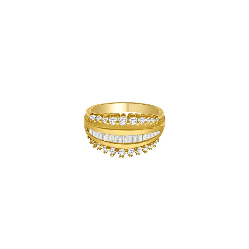 0.10ctw Round White Diamond Half Moon Open Design Ring in 14KT Yellow Gold  - 162RBA