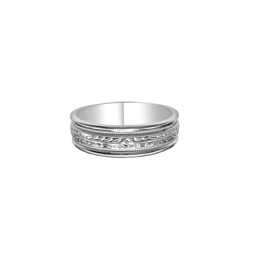 Cooper Jewelers Platinum Engraved Wedding Band